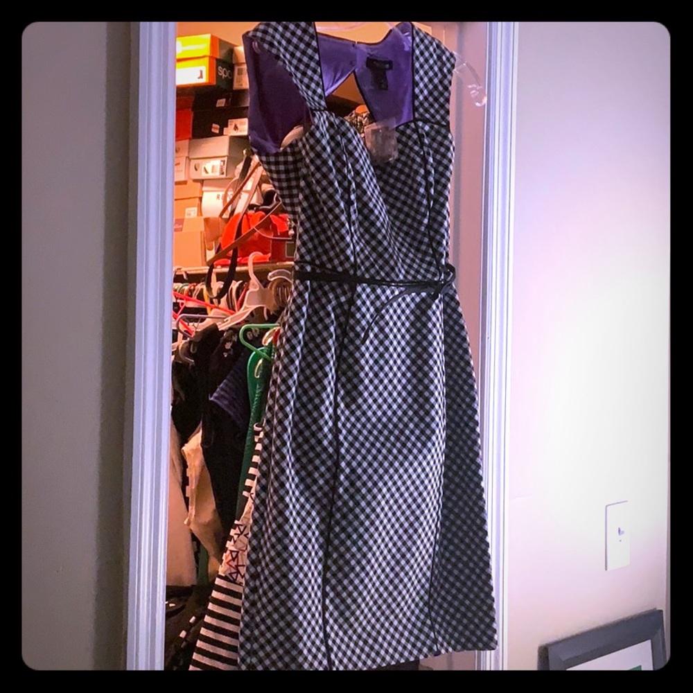 Black and white checkered dress.